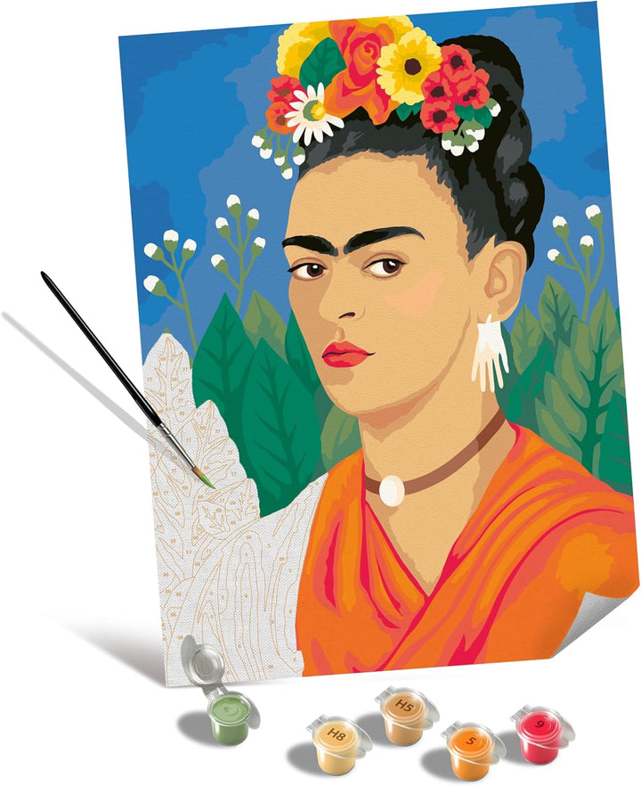 Ravensburger CreArt 25525 - Frida Kahlo - Malen nach Zahlen Erwachsene, DIY Malset mit Pinsel und Ac