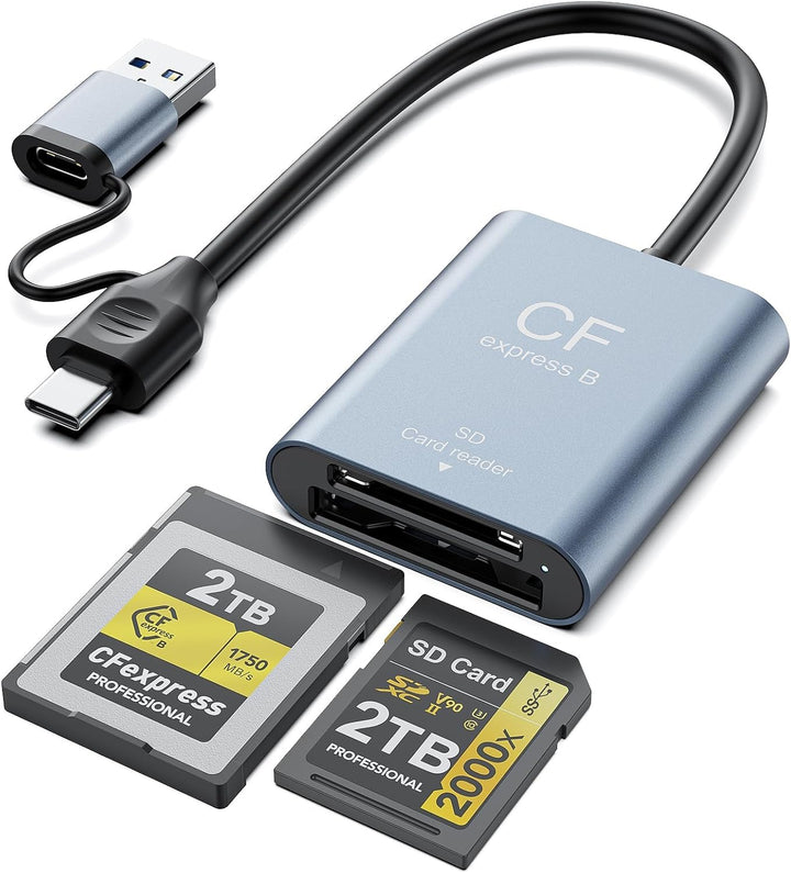 CFexpress Type B&amp;SD Kartenleser 2-IN-1,USB 3.2 Gen2 10 Gbit/s – USB-C + USB-A CF Express Typ B Adapt