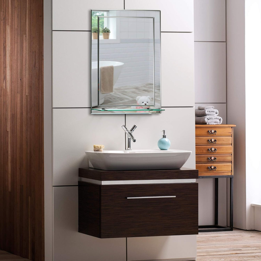 Neue Design Schöner rechteckiger Badezimmerspiegel mit Ablage, modern und stylish, 2 Lagen Glass, mi