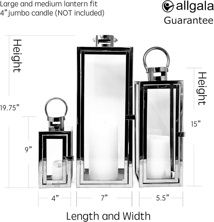 Allgala HD90413 Jumbo-Kerzenlaternen-Set, luxuriös, modern, für drinnen und draussen, quaderförmig,