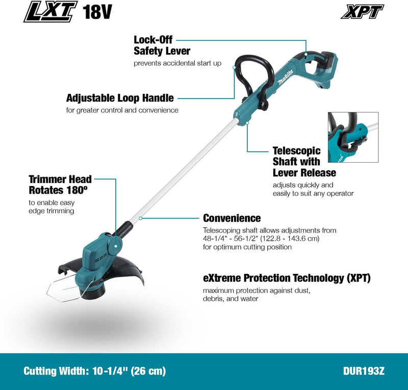 Makita DUR193Z Akku-Rasentrimmer 18V (ohne Akku, ohne Ladegerät) Single, Single