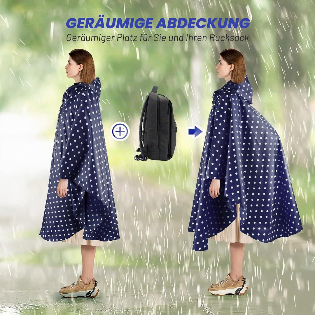 LAMA Mode Regenponcho Unisex Regenmantel Atmungsaktiv Regencape Leicht Regenjacke Regenschutzbekleid