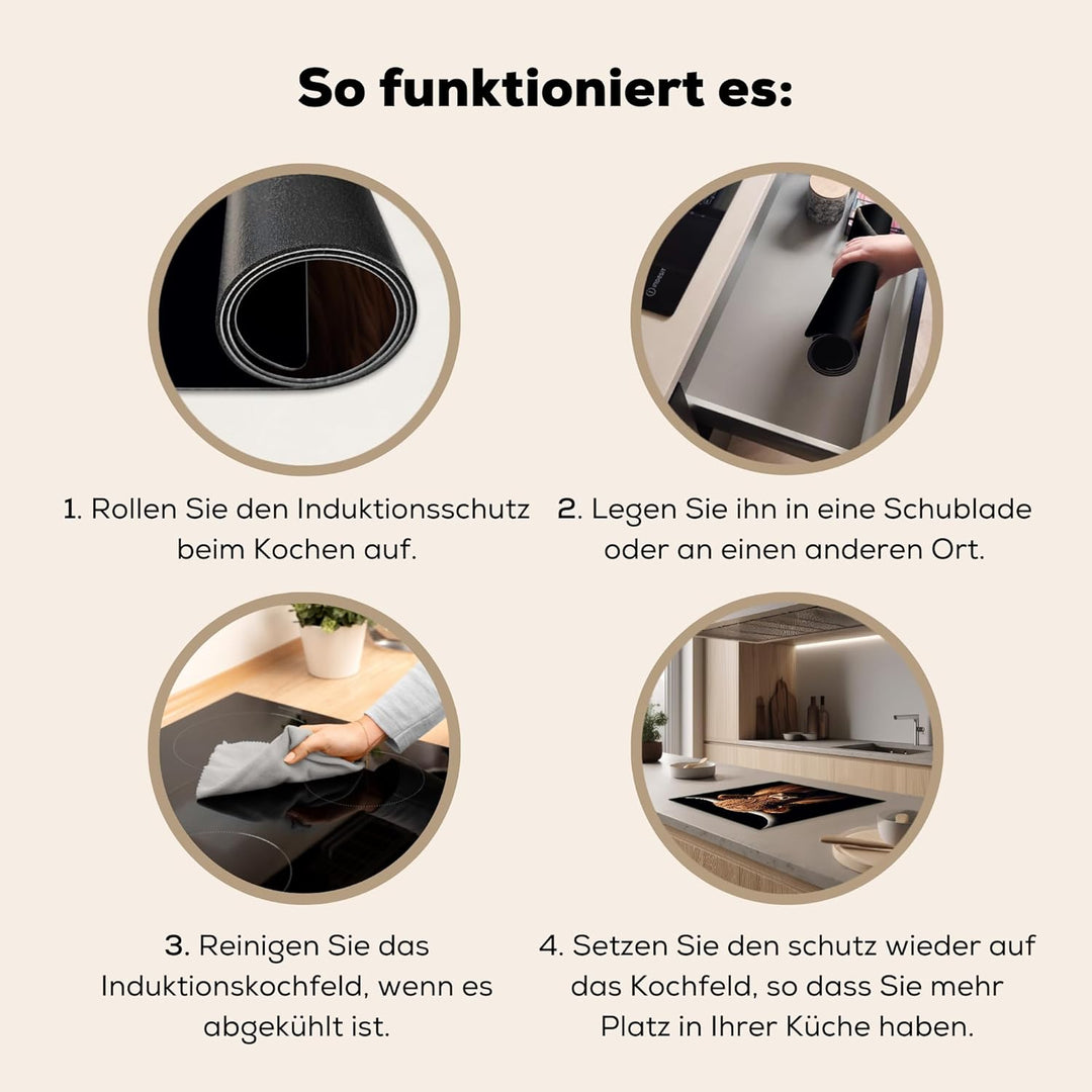 KitchenYeah© Herdabdeckplatte 59x51 cm Einteilig Induktionsmatte Küche Abdeckung Ceranfeld Herd Abde