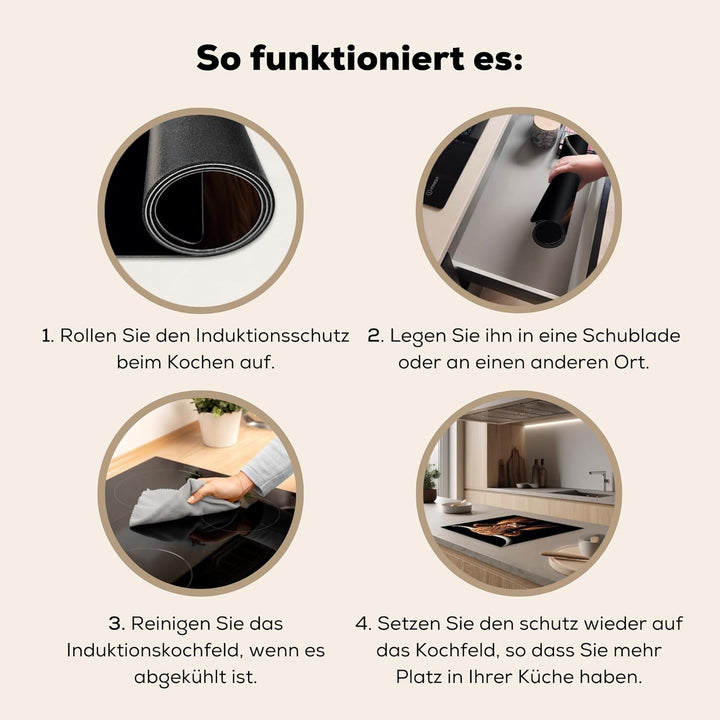 KitchenYeah© Herdabdeckplatte 59x51 cm Einteilig Induktionsmatte Küche Abdeckung Ceranfeld Herd Abde