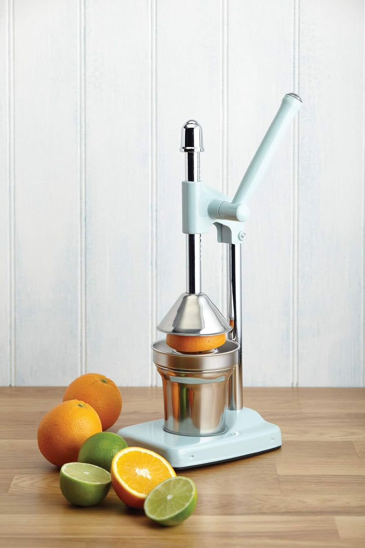 Living Nostalgia KitchenCraft – Zitruspresse mit manuellem Hebel, Aluminium- und Edelstahl-Kollektio