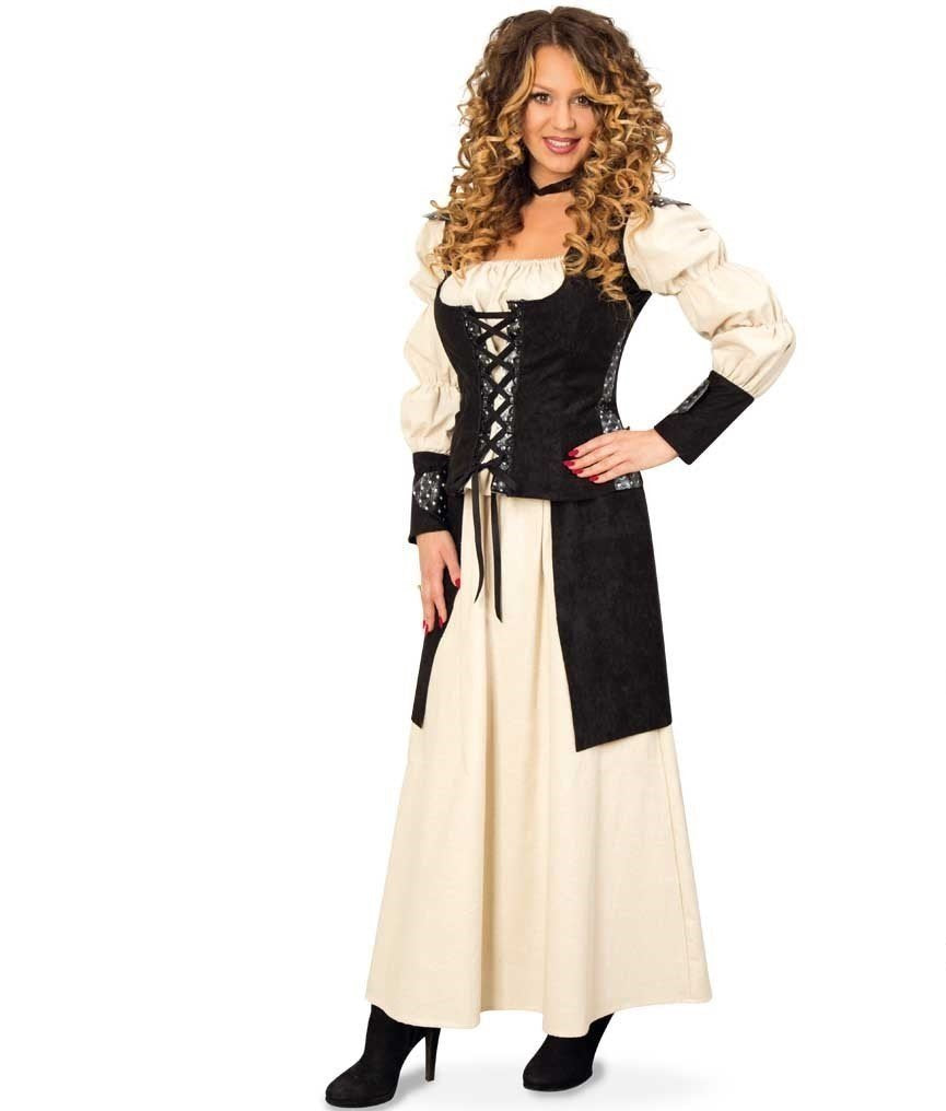 KarnevalsTeufel Mittelalter Kleid 2-TLG. Gewand Kleid Kostüm für Damen Faschingskleid Bluse Rock (46
