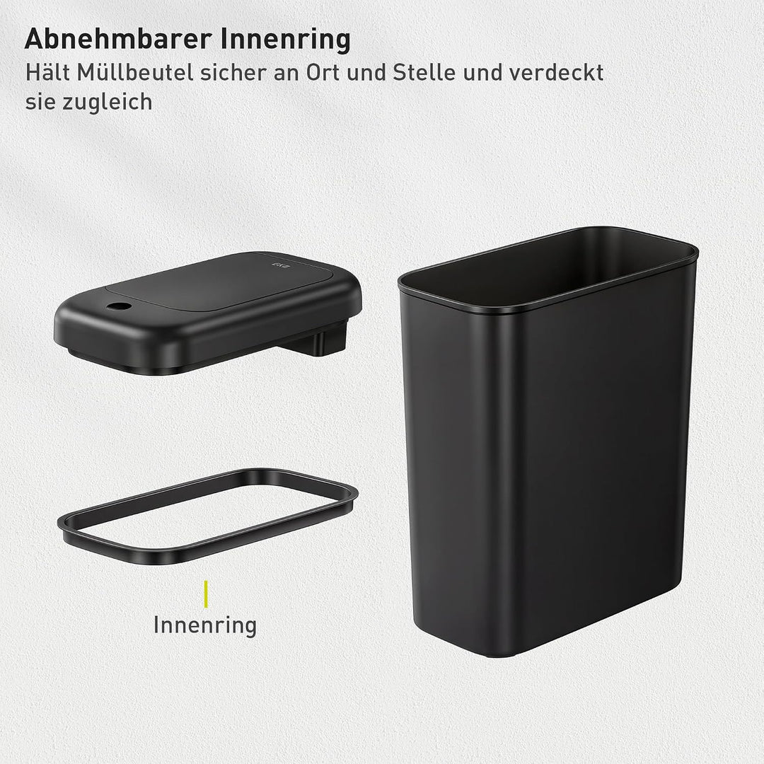 EKO Automatischer Badezimmer-Mülleimer mit Deckel, 10L Schlanker Sensor Abfalleimer, Wasserdichter B