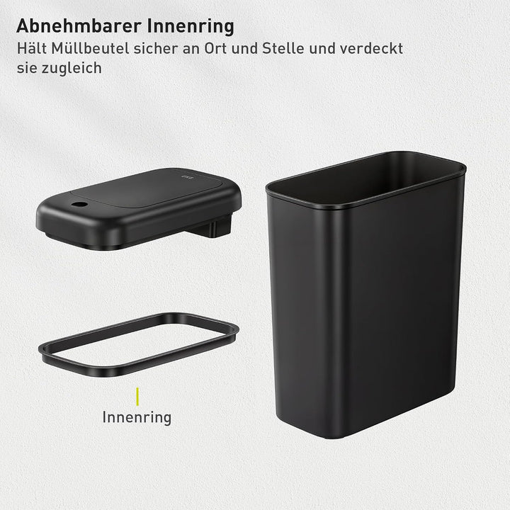 EKO Automatischer Badezimmer-Mülleimer mit Deckel, 10L Schlanker Sensor Abfalleimer, Wasserdichter B