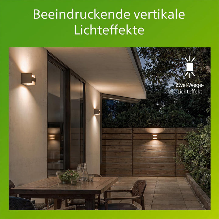 Philips myGarden Arbour LED Sockelleuchte, Aluminium Ohne Bewegungsmelder 2-flammig Wandleuchte, Ohn