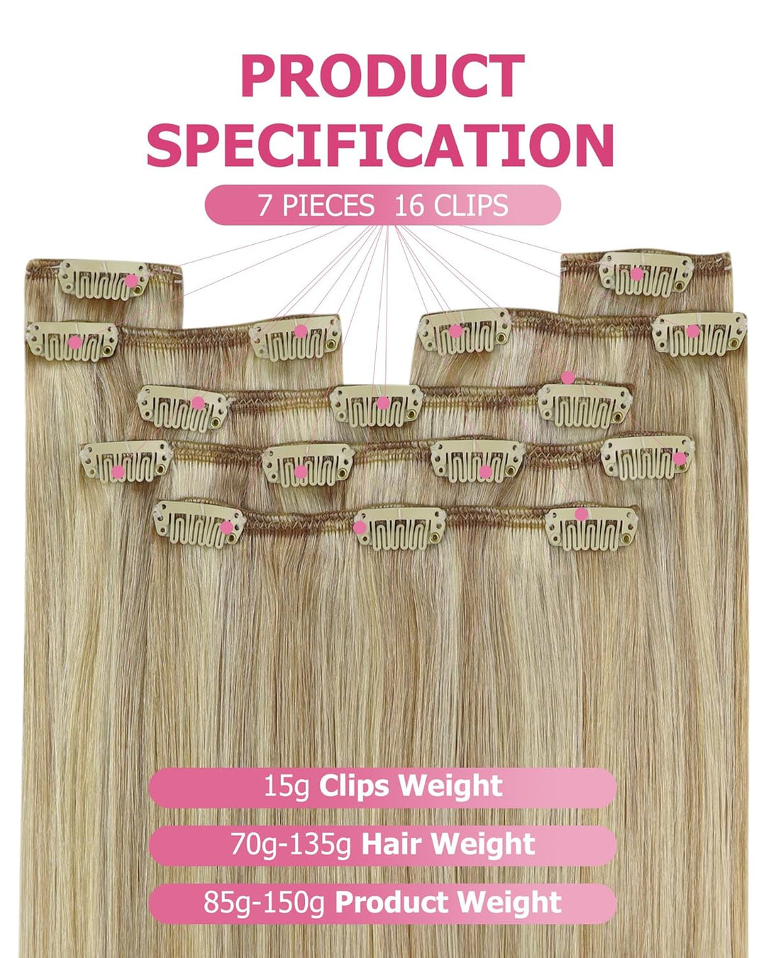 YoungSee Clip in Extensions Echthaar Clip in Extensions Echthaar Goldblond Strahnchen Mittelblond Cl
