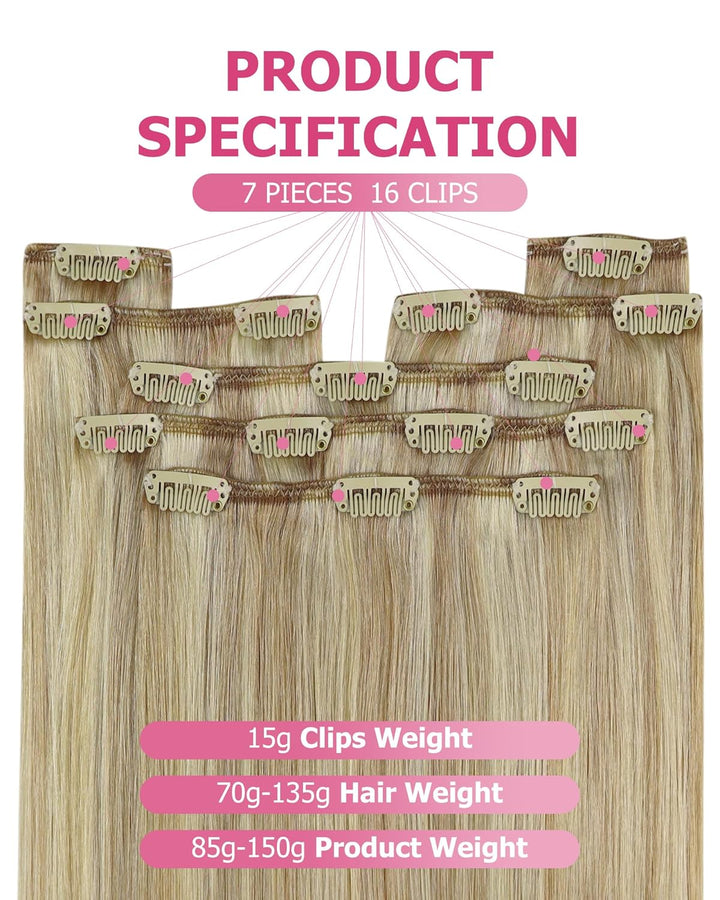 YoungSee Clip in Extensions Echthaar Clip in Extensions Echthaar Goldblond Strahnchen Mittelblond Cl