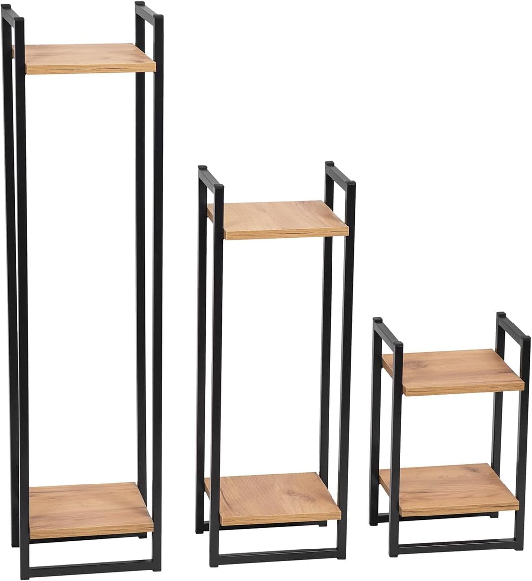 Pflanzenständer Cage - 2 Etagen - 25x22x40cm - Farbe Schwarz - für Zimmerblumen - Metallregal - Deko