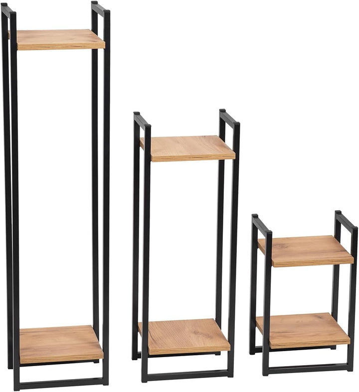 Pflanzenständer Cage - 2 Etagen - 25x22x40cm - Farbe Schwarz - für Zimmerblumen - Metallregal - Deko