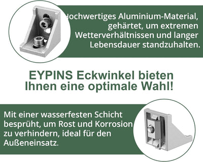 10x EYPINS Befestigungsmaterial Winkel, Aluprofil 30x30 Nut 8 Winkelverbinder wasserdicht & rostfrei