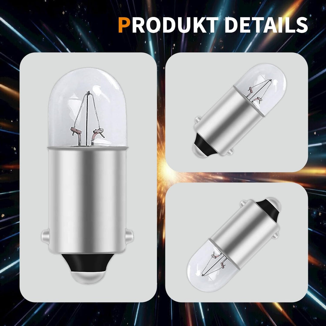 20x T4W BA9s Glühbirnen 12V 4W Metallsockel Halogen Lampen für Standlicht Kennzeichenbeleuchtung und