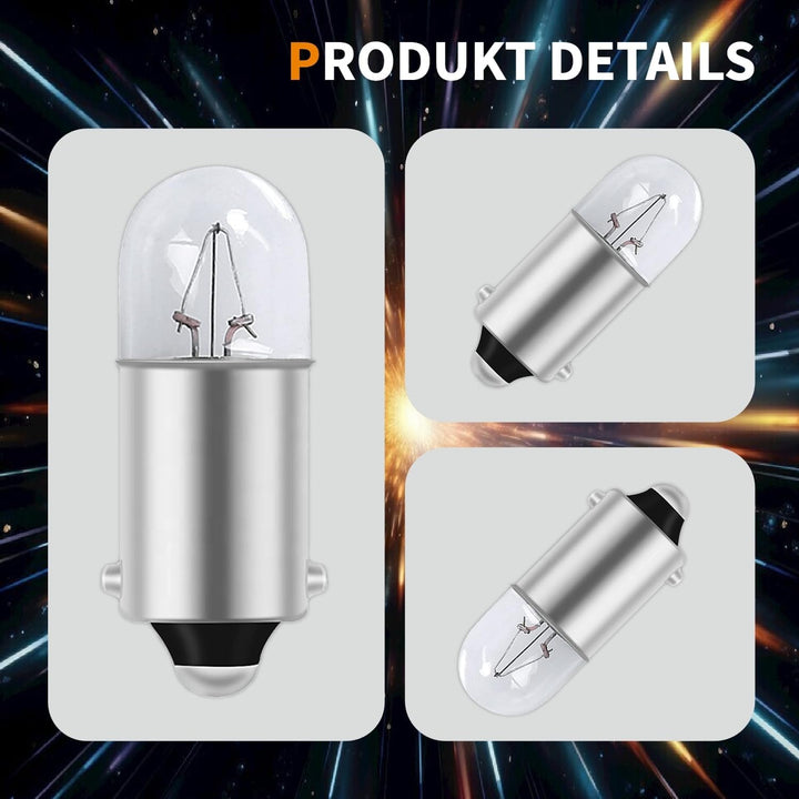 20x T4W BA9s Glühbirnen 12V 4W Metallsockel Halogen Lampen für Standlicht Kennzeichenbeleuchtung und