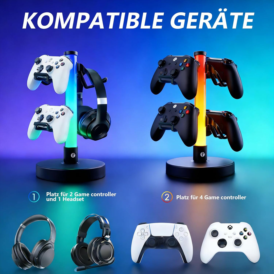 VCOM Kopfhörer Ständer mit 17 RGB- Lichtmodi, Gaming Zubehör Controller Halter mit Fernbedienung, Un