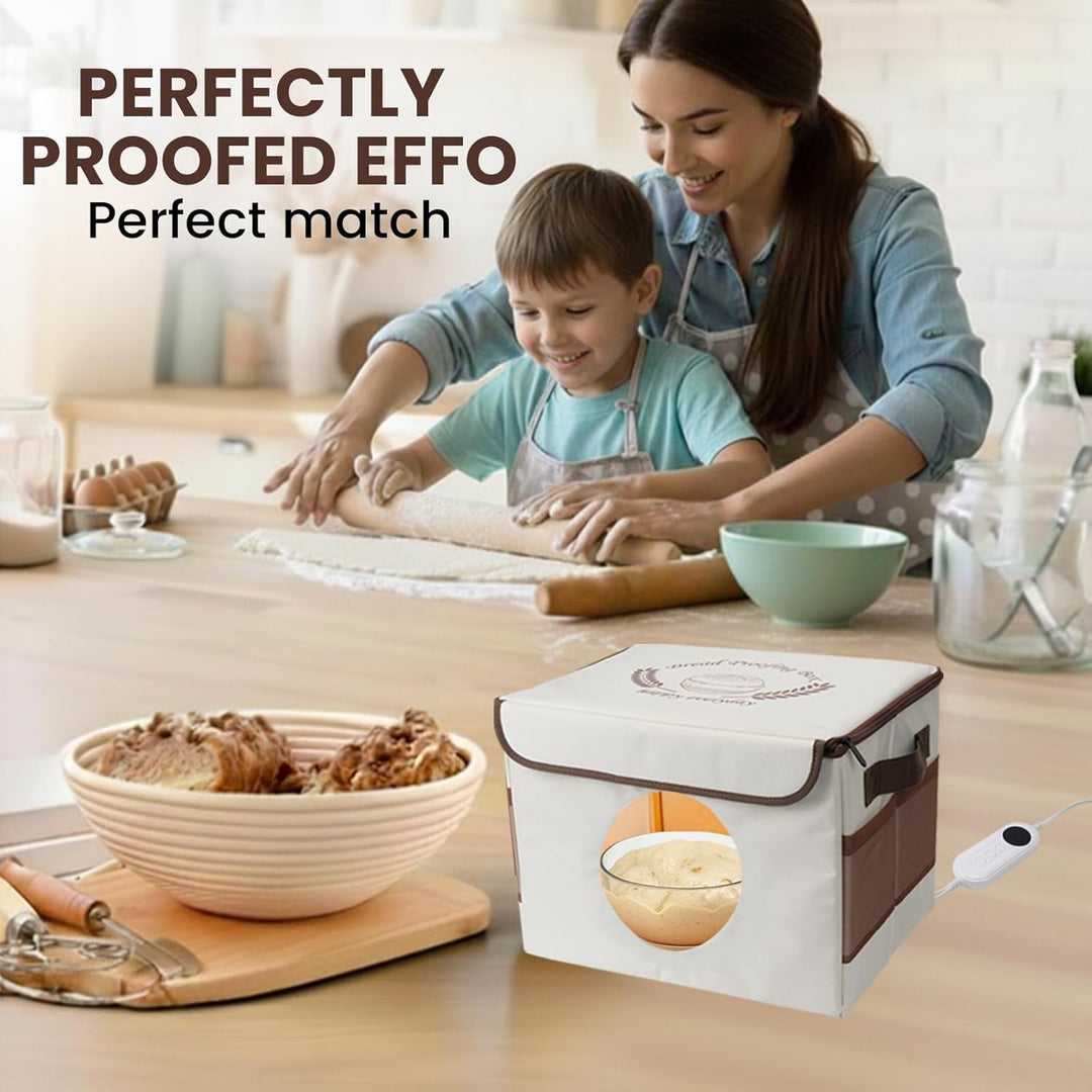 Brot Gärbox mit Heizung, Faltbare Brot Gärschrank Einstellbare Temperatur und Timer, Teiggärbox zum