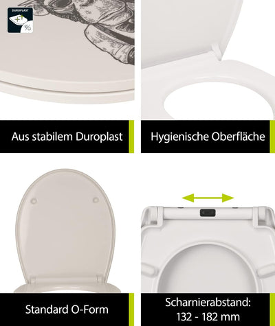 'aquaSu® WC-Sitz mit Absenkautomatik, lustiges Dekor Stadtaffe, abnehmbar, antibakterieller Duroplas