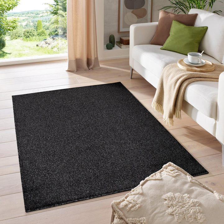 HomebyHome Kurzflor-Teppich Einfarbig, Gabbeh Optik, Filzrücken, 11 mm Florhöhe, Teppich für Wohnzim