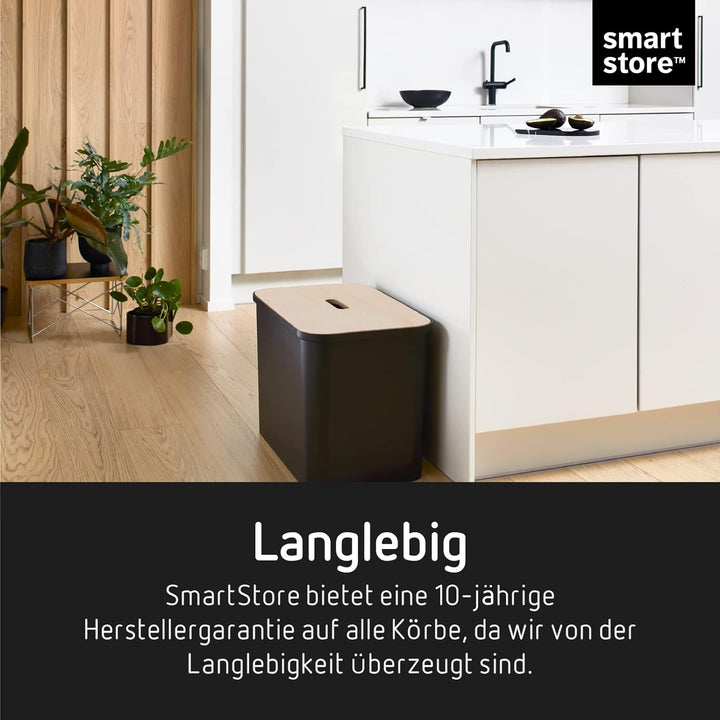SmartStore - 4er Set Abfalleimer + 2 Deckel - Sammelset WhitePLY - Recycling Schwarz/Taupe/Birkenhol