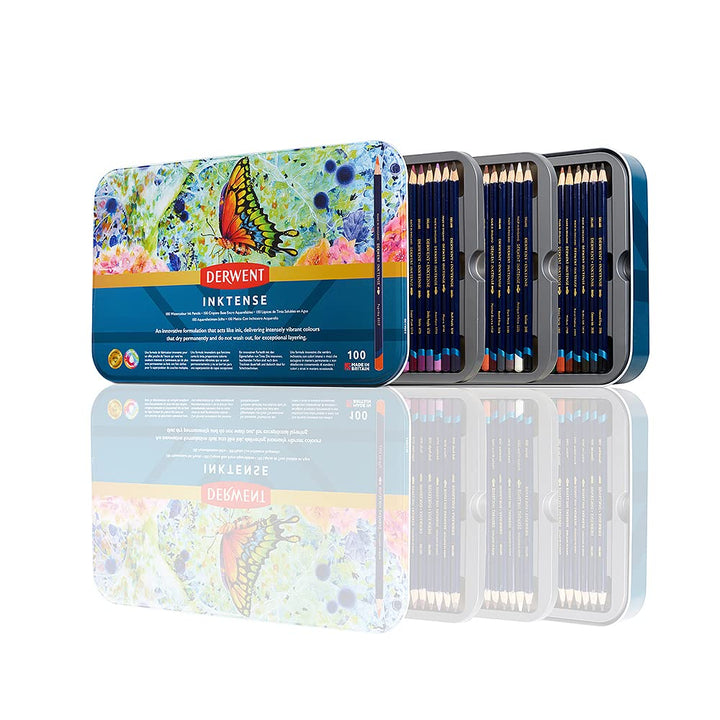 Derwent Inktense Stifte-Set, 100 permanente Aquarellstifte, Premium-Malstifte für Erwachsene, wasser