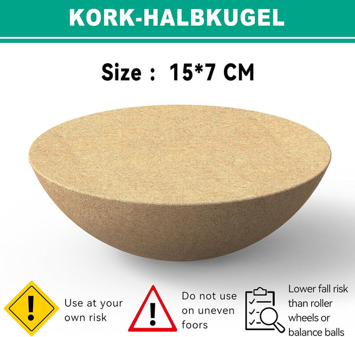 Balance Board Halbkugel aus massivem Kork | Ø 15 cm | Höhe 7 cm | Passend für Balance Boards Natur,