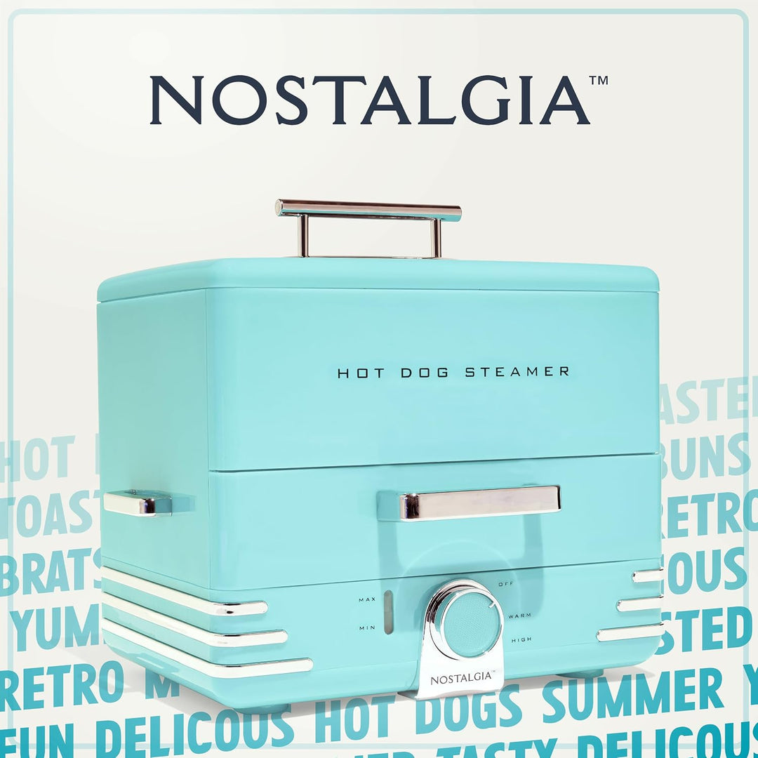 Nostalgia Extra grosser Dampfgarer im Diner-Stil, 20 Hot Dogs und 6 Brötchen, perfekt für Frühstücks