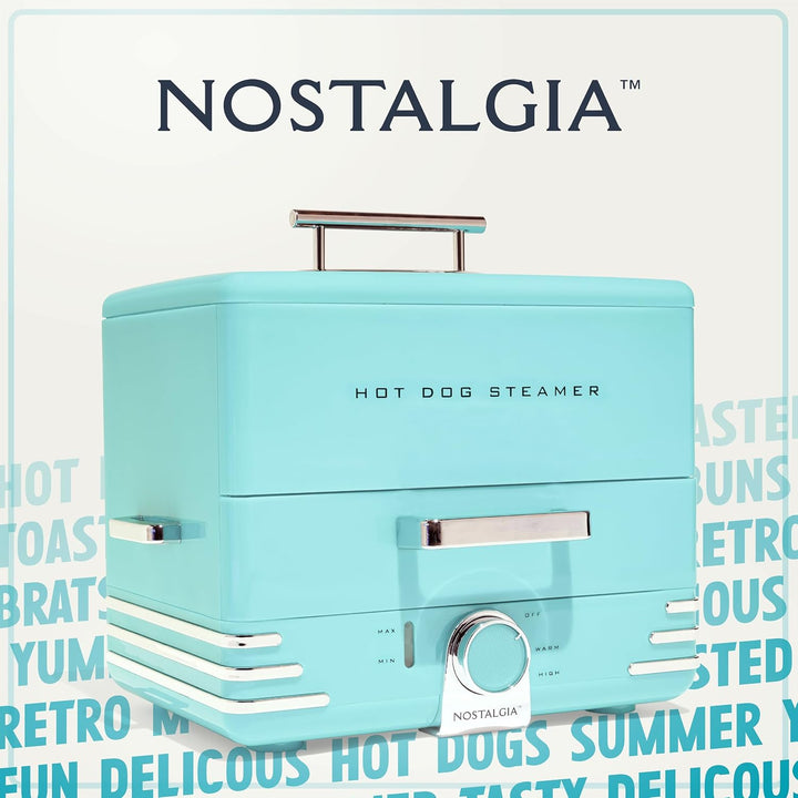 Nostalgia Extra grosser Dampfgarer im Diner-Stil, 20 Hot Dogs und 6 Brötchen, perfekt für Frühstücks
