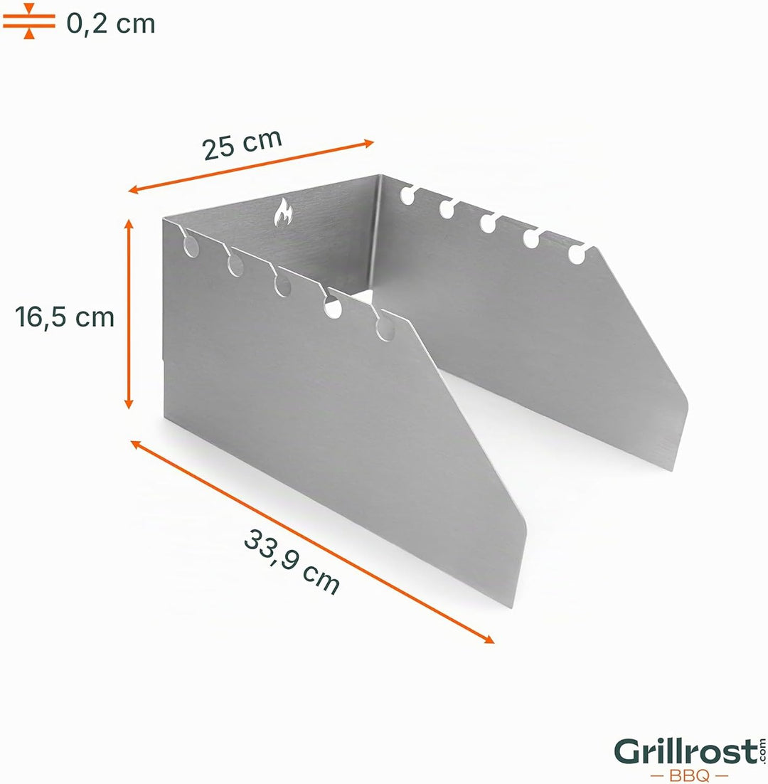Grillrost.com Das Original Edelstahl Windschutz und Spiesshalter | für Napoleon grosse Sizzle Zone (