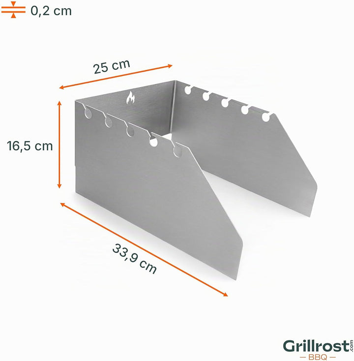 Grillrost.com Das Original Edelstahl Windschutz und Spiesshalter | für Napoleon grosse Sizzle Zone (