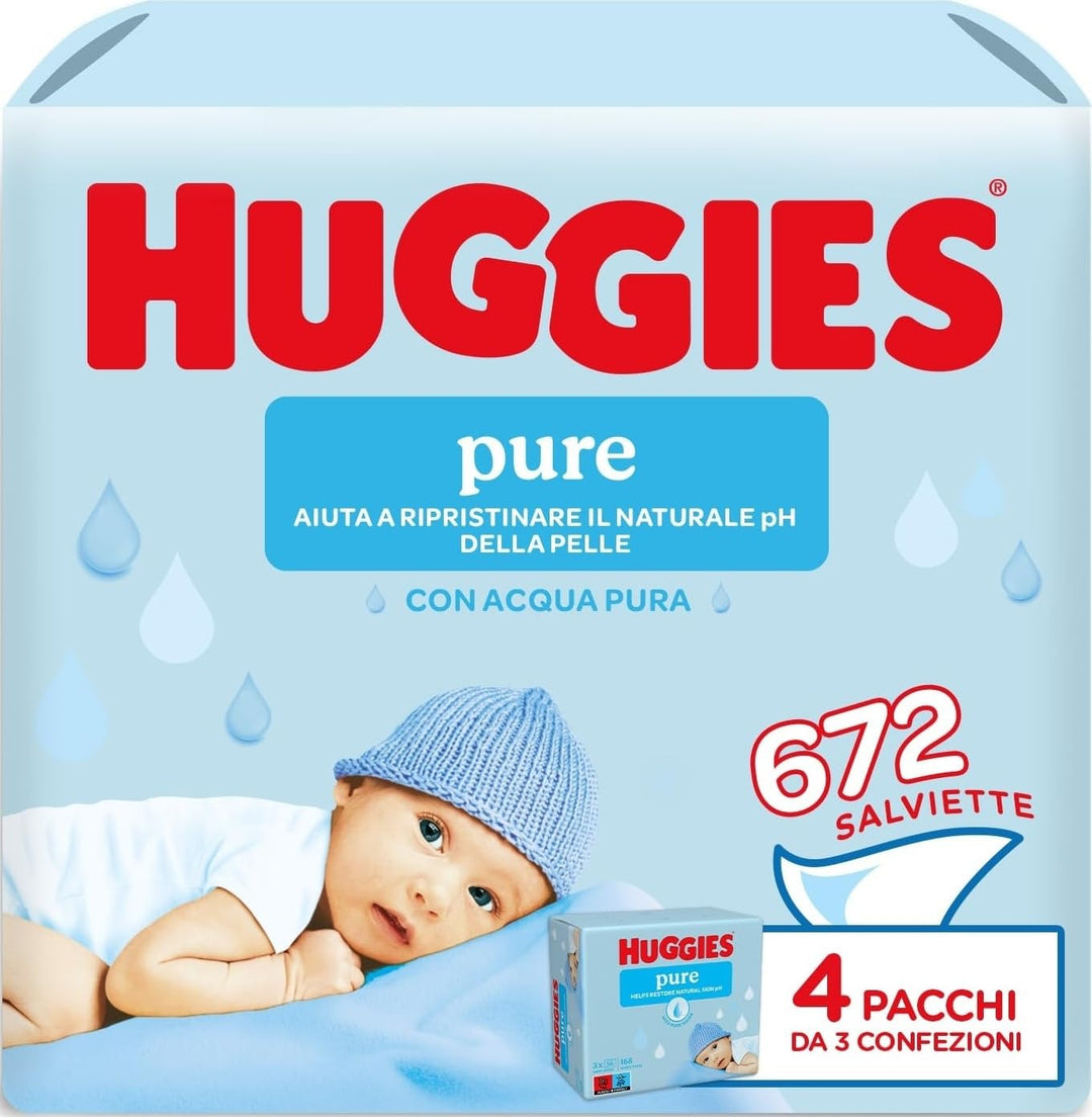Huggies Pure Baby-Feuchttücher 12er Pack (4 X 3 Packungen, 672 Tücher) NEW, NEW