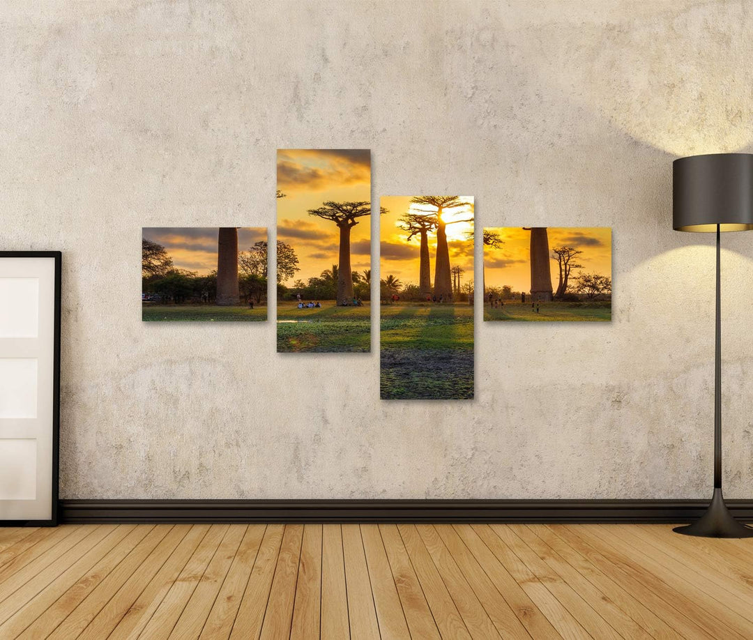 islandburner Bild auf Leinwand Schöne Baobab Bäumen Bei Sonnenuntergang In Der Allee Der Baobabs In