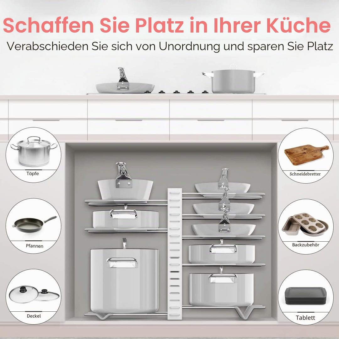 G-TING Topfständer, 8 Ebenen, Töpfe und Pfannen-Organizer zum Ordnen und Aufbewahren in der Küche, v