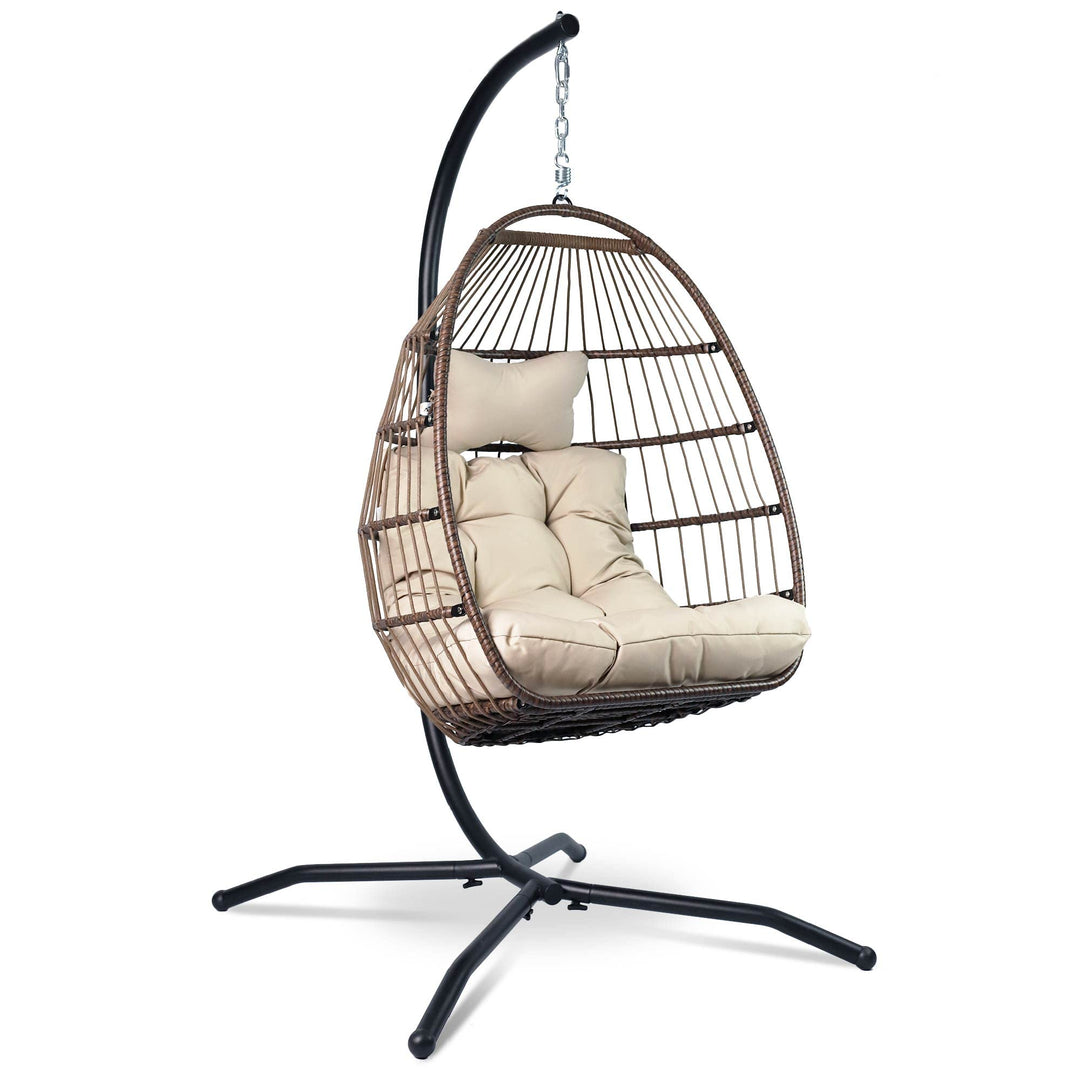 VITA5 Hängesessel mit Gestell - Bequemer Hängekorb Sessel - Rattan Hängesessel Outdoor und Indoor -