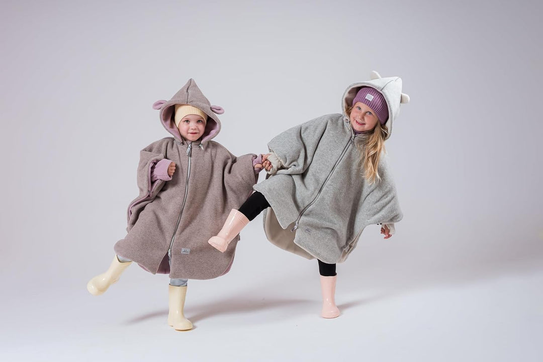 Auto-Poncho für Kinder – Für Autositz – Kinderwagen – Fahrrad – Mit Abnehmbarer Kapuze – Reflektoren