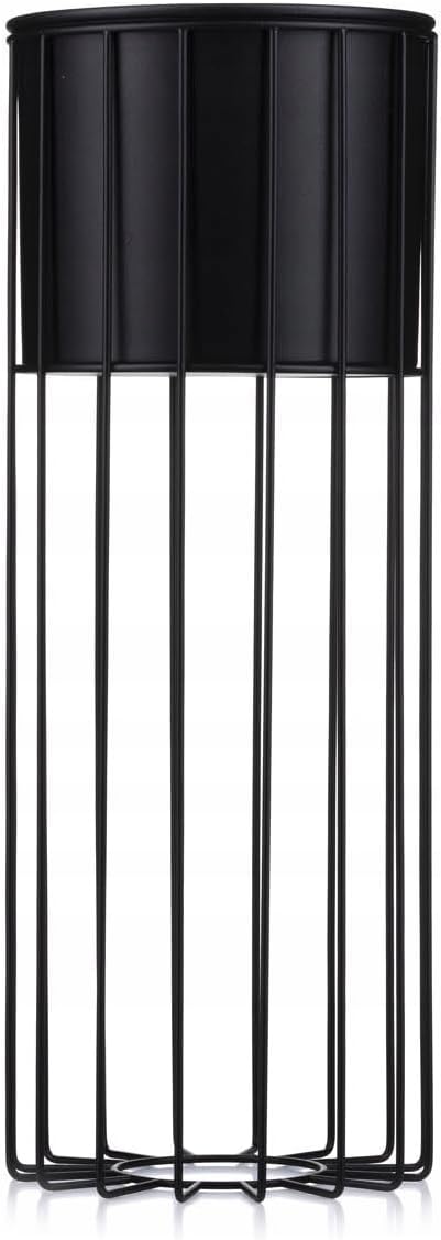 HowHomely Blumensäule aus Draht mit Übertopf Metall rund schwarz 55x20x20 cm