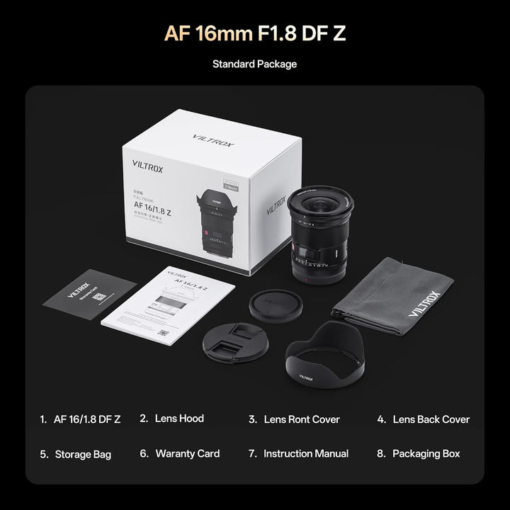 VILTROX PRO 16mm F1.8 Z-Objektiv für Nikon Z-Mount, lichtstarkes F/1.8-Autofokus-Vollformat-Weitwink