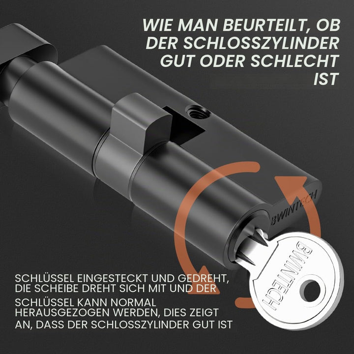 1 Stück 45T/50mm Euro Messingzylinder, 95mm Drehknauf/Schlüsselschloss mit 3 Standard Messingschlüss