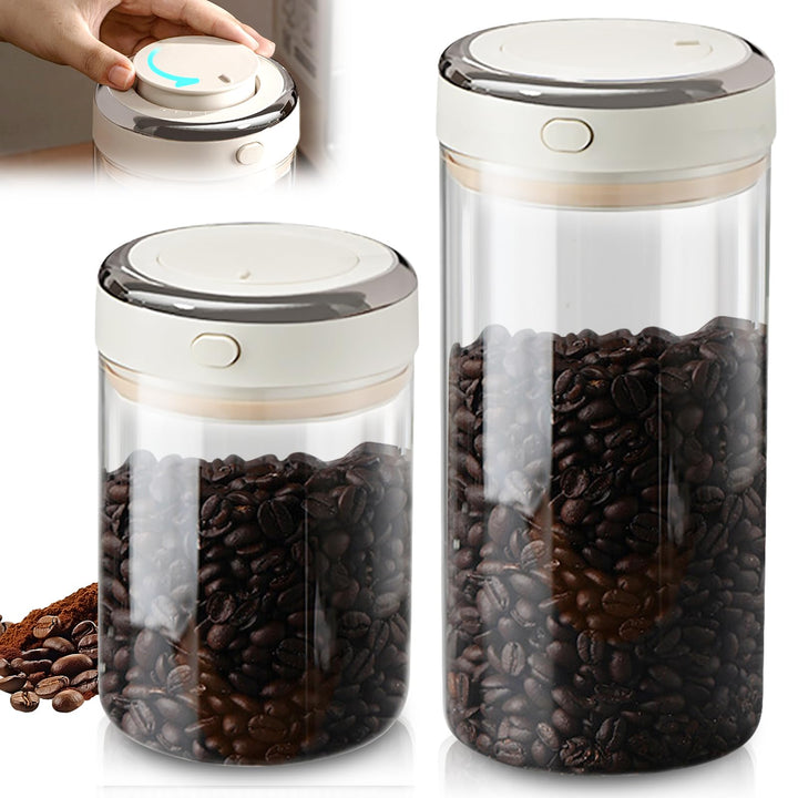 Kaffeedose luftdicht, 2 Stück kaffeedosen 1100ml 1700ml, Transparent Vakuum Kaffeebohnen Behälter Gl