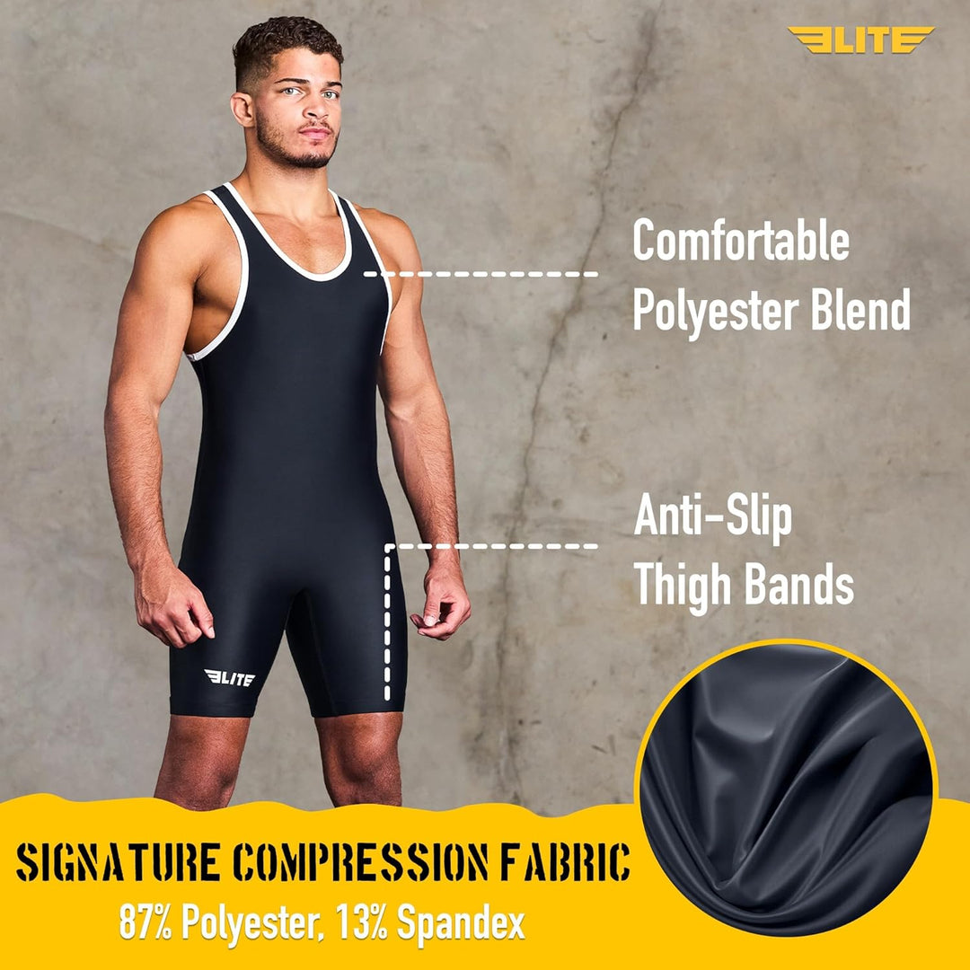 Elite Sports Men’s wrestling singlets, Standard Singlet for Men Wrestling Uniform Schwarz M, Schwarz
