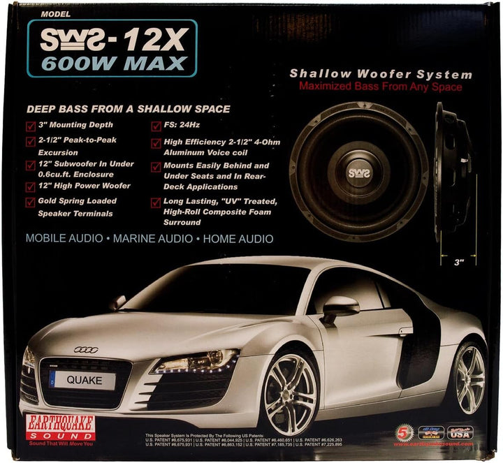 Earthquake Sound SWS-12X 12" 600W 4Ohm High Performance Shallow Subwoofer 30,5 cm (12 Zoll) (4 Ohm)