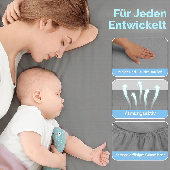 Erdungs-Spannbetttücher 90% Bio-Baumwolle und 10% Silberfaser Erdungsbettlaken mit EU Erdungskabel f