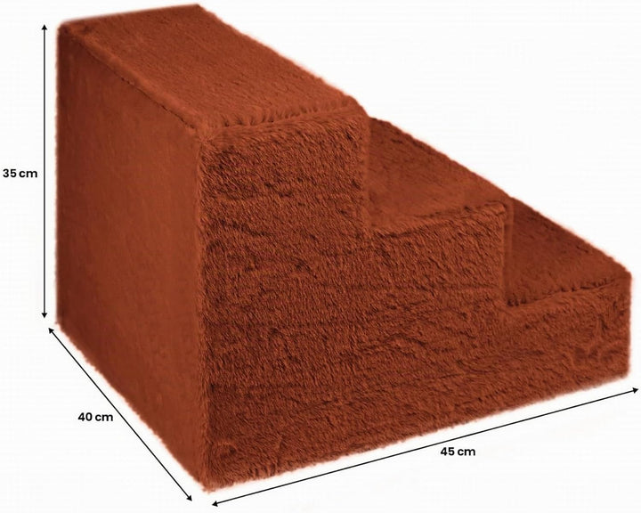 Mg Design Hundetreppe 3 Stufen in Orange – Stabiler Holzrahmen, gelenkschonend, leicht &amp; mobil, für