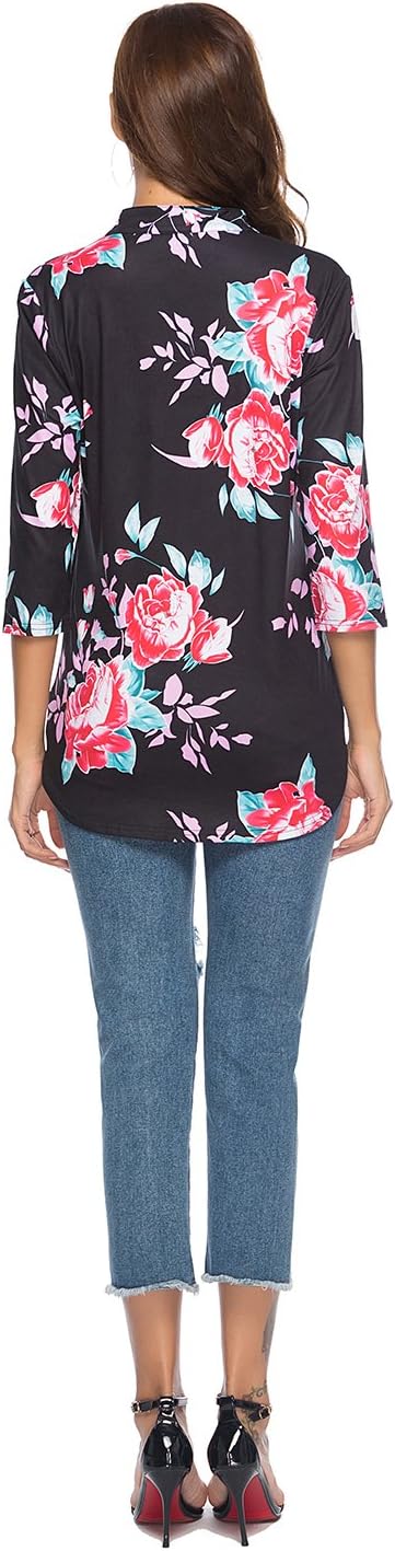 CEASIKERY Damen Shirt Tunic Shirt Tunic S Floral Black, S Floral Black