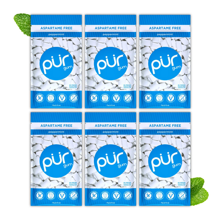 PUR Gum | Zuckerfreier Kaugummi | Mit Xylit | Vegan, Aspartamfrei & Glutenfrei | Natürlicher Kaugumm