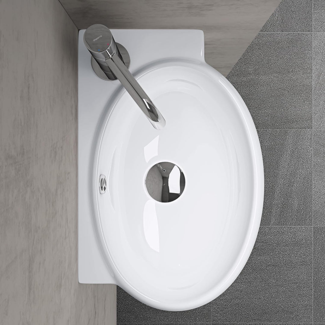 doporro Brüssel001L Hängewaschbecken aus Keramik in Weiss inkl. Nano-Versiegelung/Abperl-Effekt, Wan