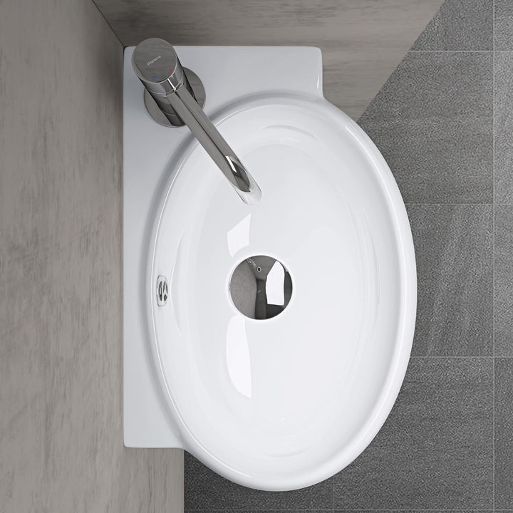 doporro Brüssel001L Hängewaschbecken aus Keramik in Weiss inkl. Nano-Versiegelung/Abperl-Effekt, Wan