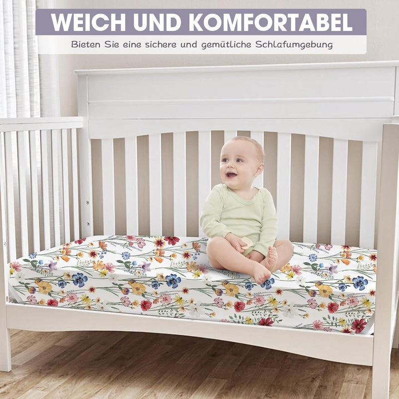 Bimocosy Spannbettlaken Spannbetttücher Laken für Babybetten Kinderbett 60x120 cm, 100% Mikrofaser,