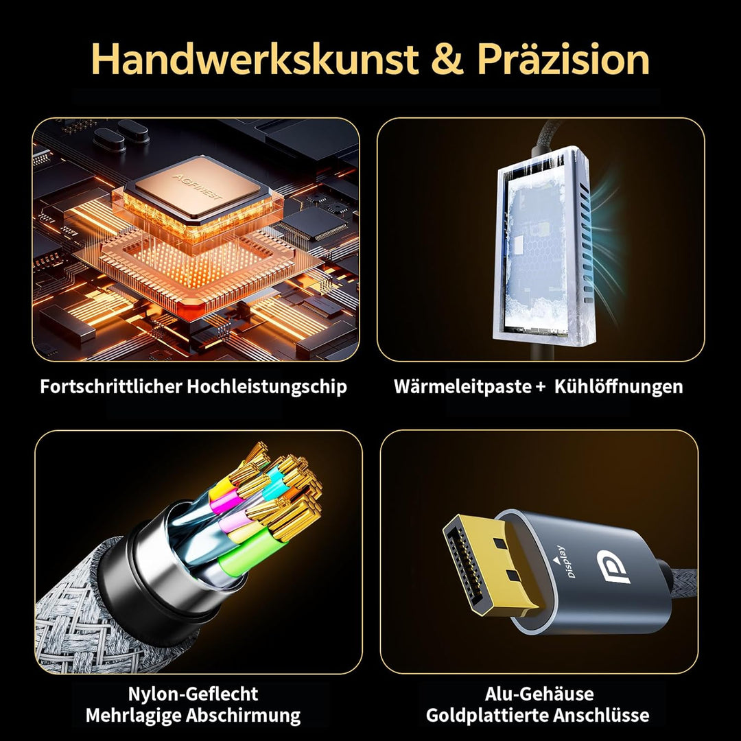 Aktives HDMI auf DisplayPort Kabel 2M - 8K@60Hz 4K@120 2K@240Hz, Unidirektional Von HDMI 2.1 Quelle